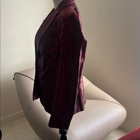Anne Klein Animal Print Metallic Burgundy Blazer
( New ) - Picture 4 of 10